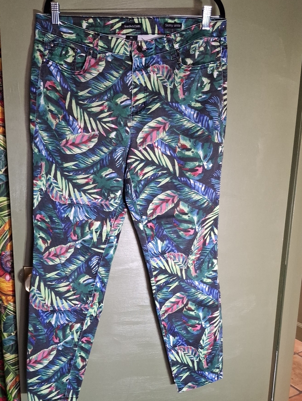 Needle And Cloth tropical Leaf Print Skinny Ankle Jeans - Multicolor